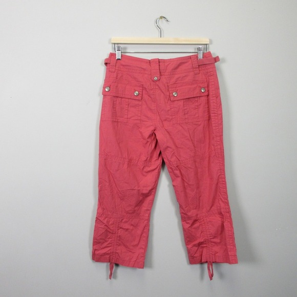 Lulu B Capri Pants Women 6 Pink Bratz Buckle Cargo Crop Low Rise Cinch Baggy 312 - Picture 2 of 14